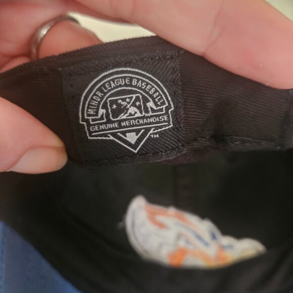 Kids Akron Rubberducks Baseball Cap Minor League Black with Blue Brim - Picture 5 of 6